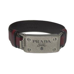 Prada | Red Leather Buckle Bracelet